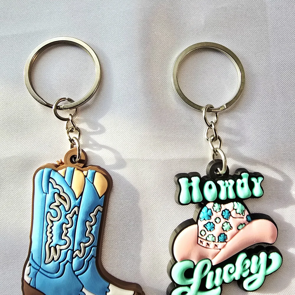 Cowboy Boot & Howdy Lucky Keychain‎ Set — Blue and Pink
